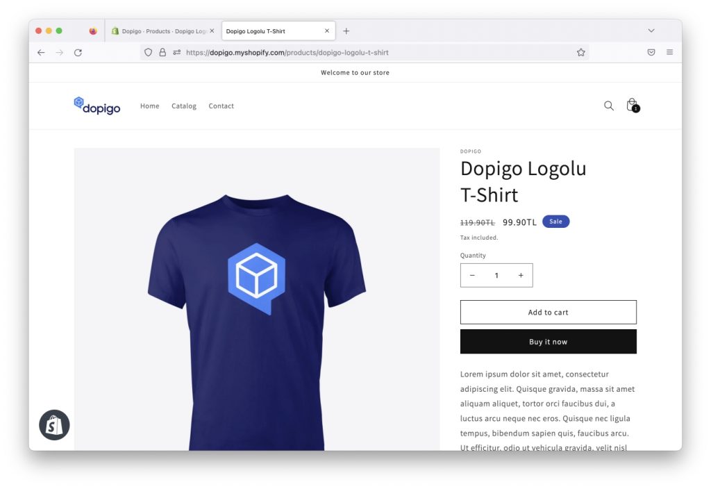 shopify dopigo urun